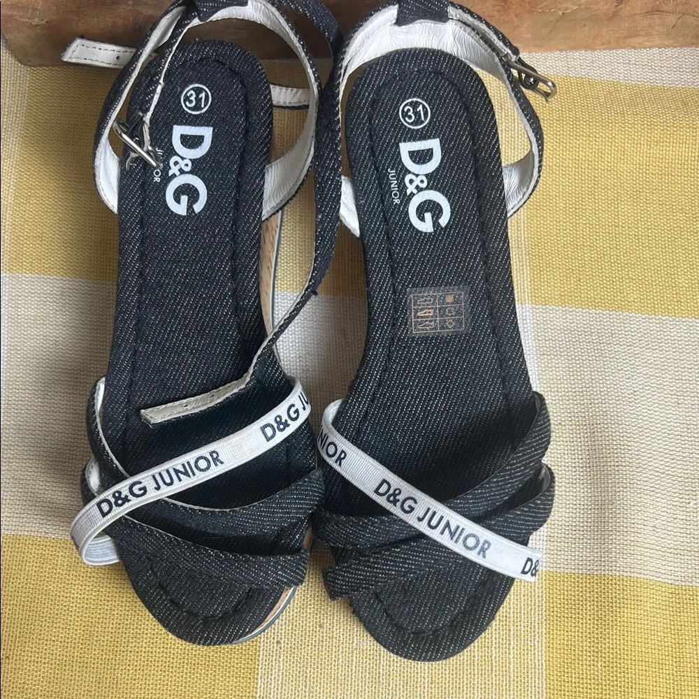 D&G Junior Navy and White Denim Sandals